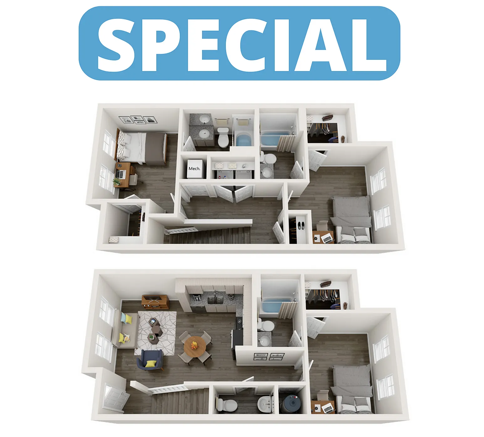 TH-C3 | 3 bed 4 bath | from 1270 square feet