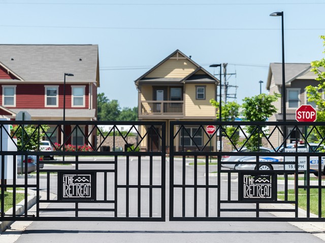 community gates with signage