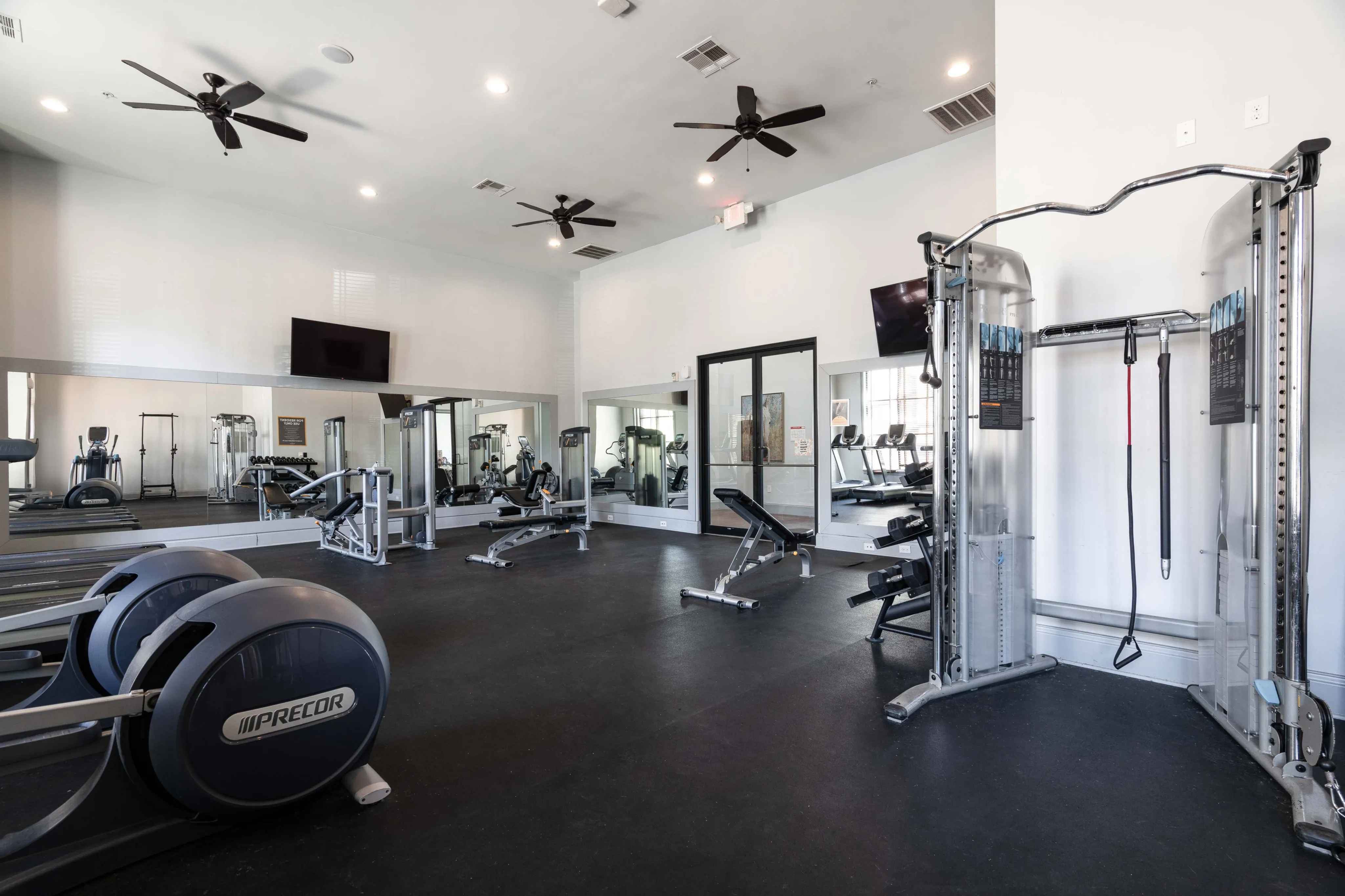 Fitness center with heavy lifting equipment