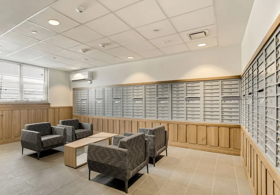 Mail Room with Lounge Chairs