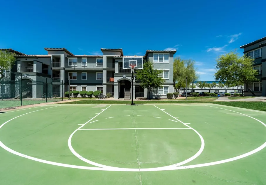 Enjoy a game of basketball with your roommates or neighbors on this outdoor court