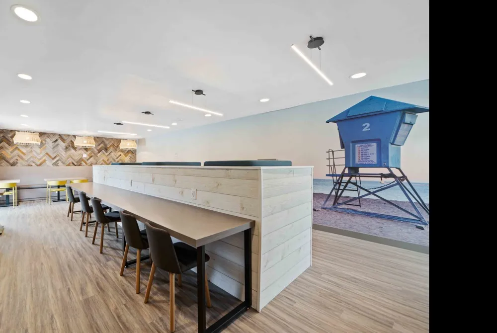 Study lounge with a laptop bar