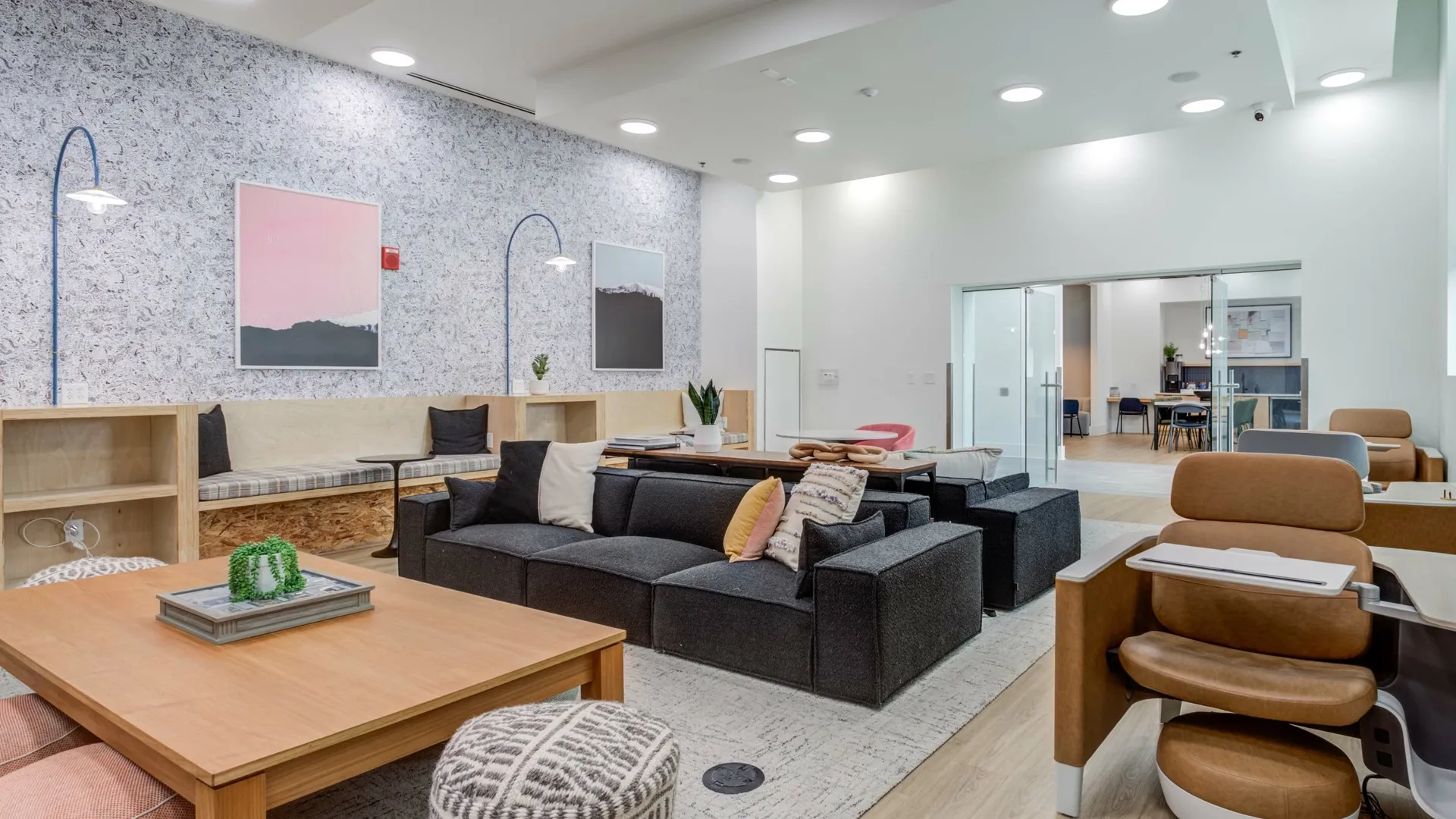 Community clubhouse with private and group seating