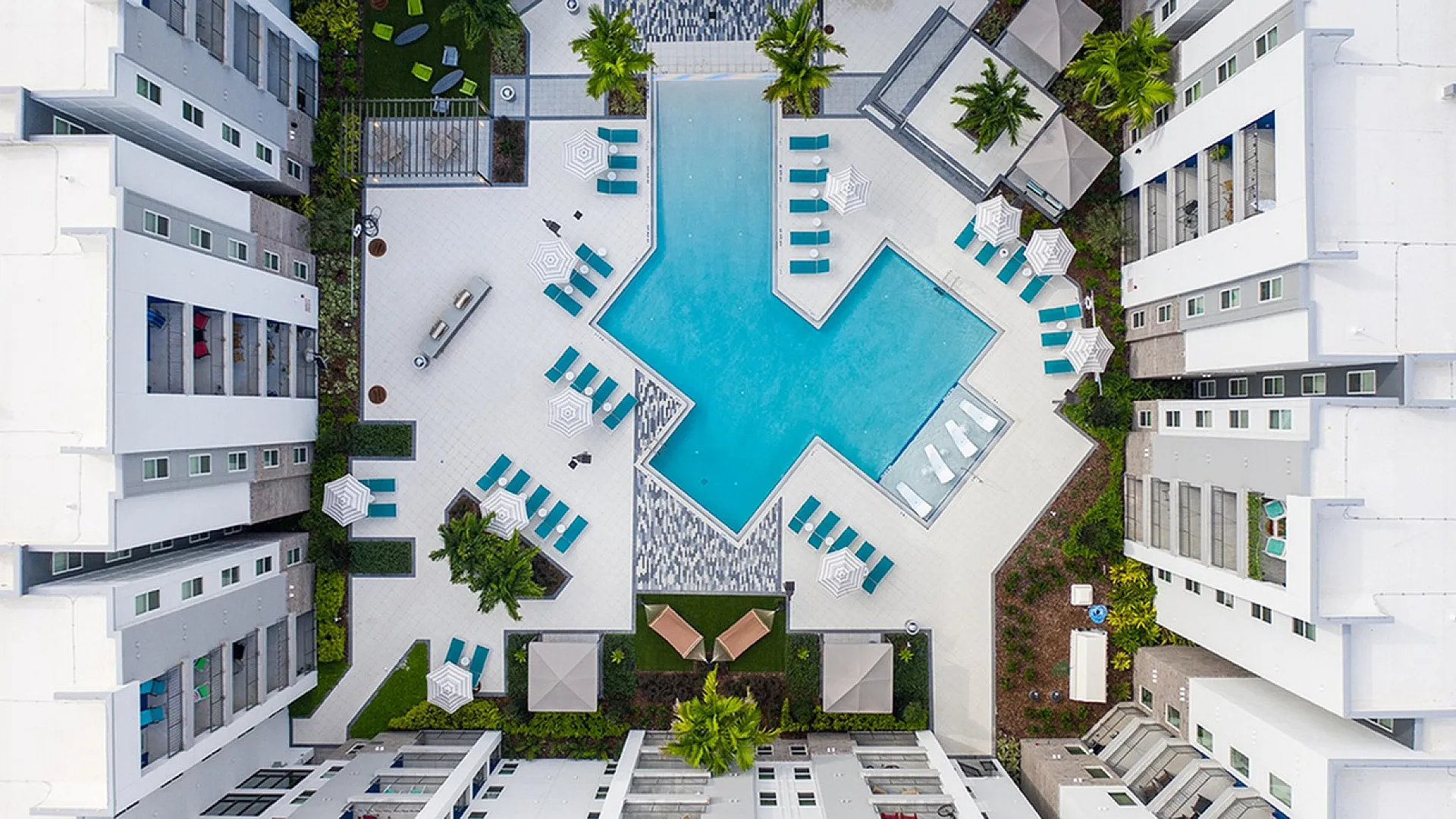 Ariel view of pool