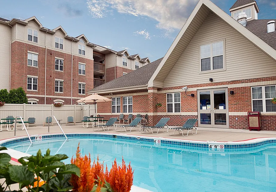 outdoor pool with clubhouse