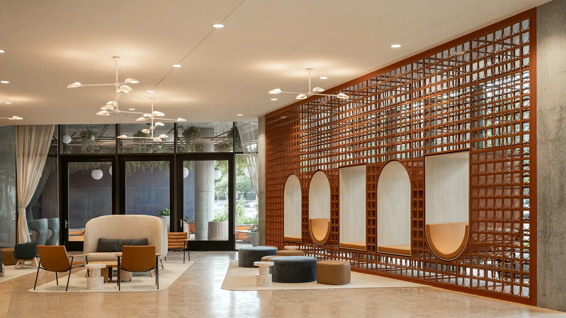 Community clubhouse with seating and lounge space