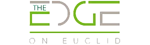 Modern logo for The Edge on Euclid, featuring sleek green and gray typography.