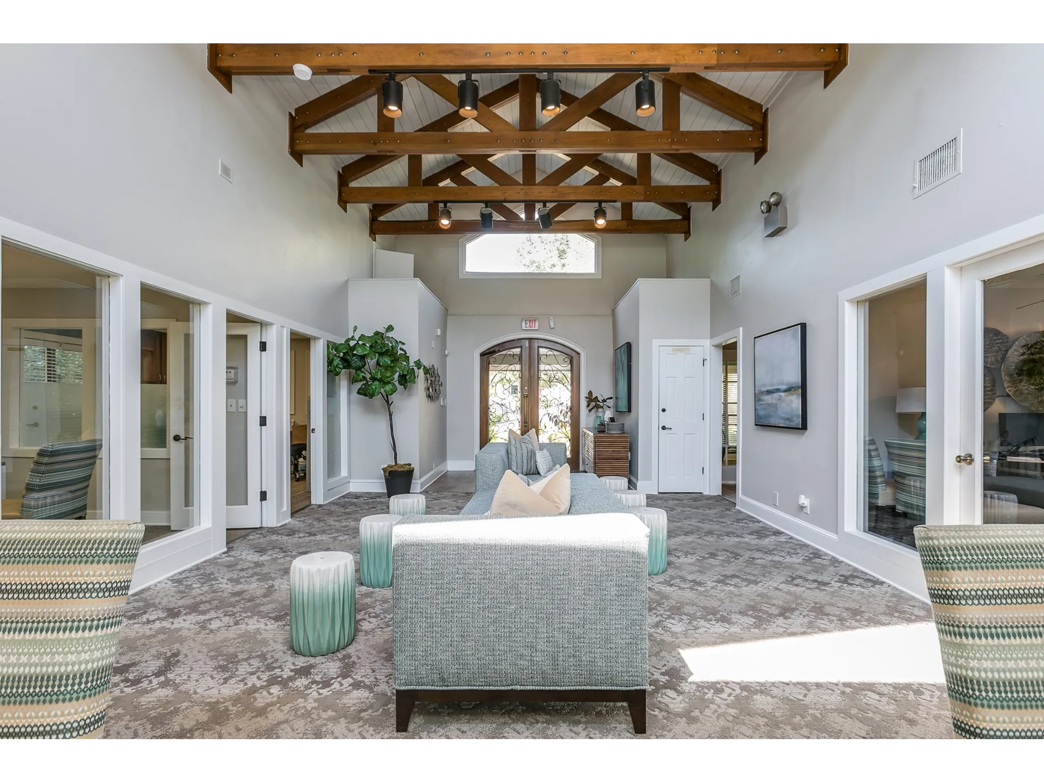 Club house with exposed rafters