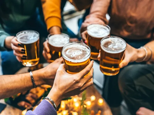 group of friends having some beers