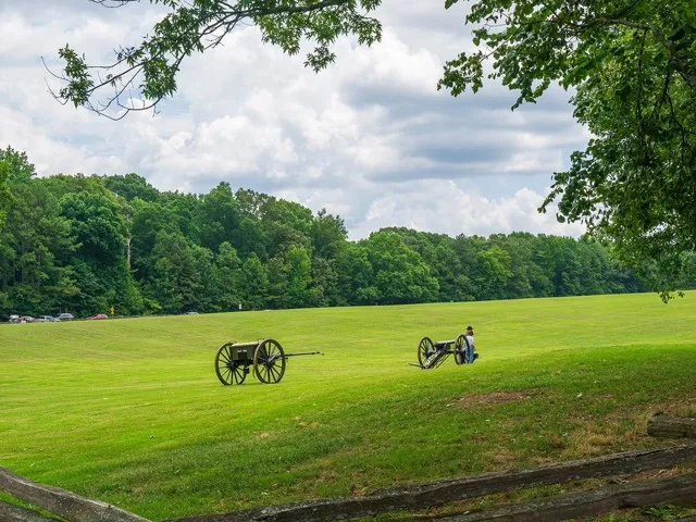 old cannons in a field