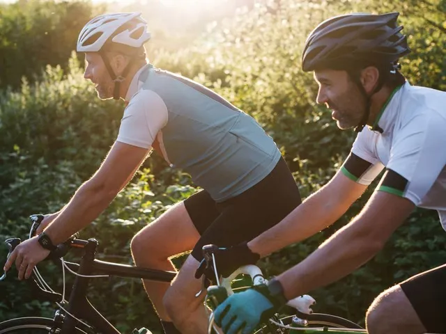 two people riding road bikes