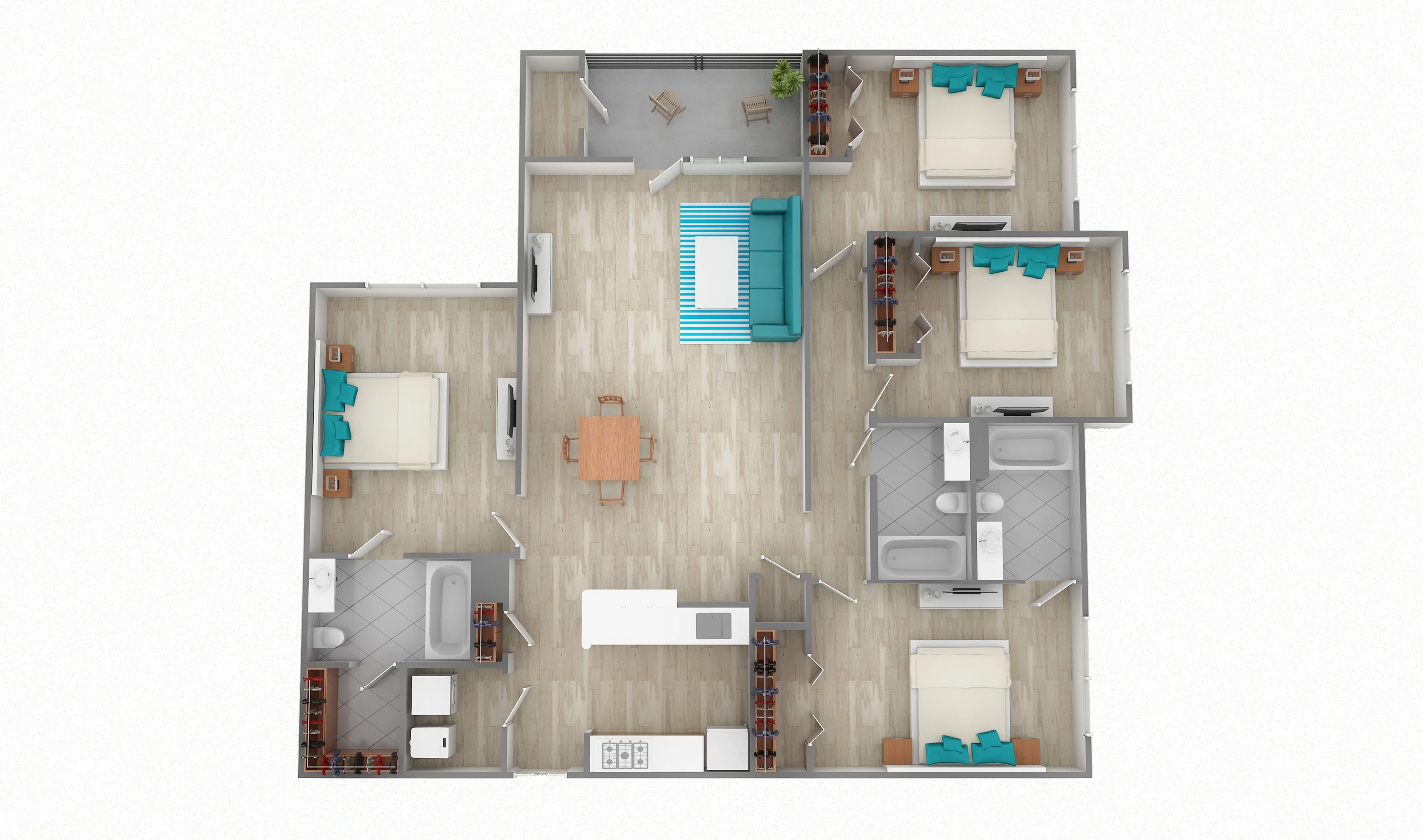 Four Bedroom Three Bath | 1496 sq ft