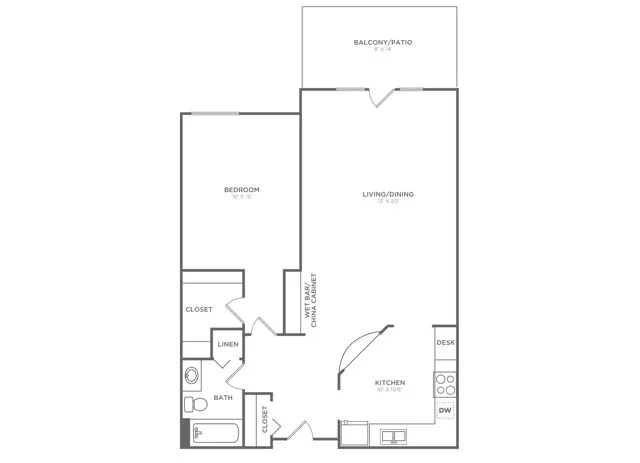 A1W | 1x1 | 845 sq ft