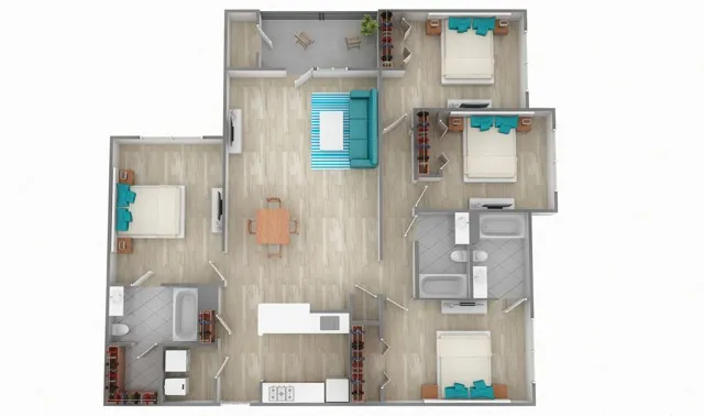 Four Bedroom Three Bath | 1520 sq ft
