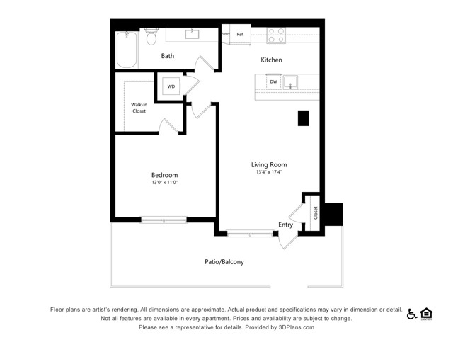 A2 | 1x1 | 791 sq ft