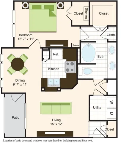 B | 1x1 | 840 sq ft