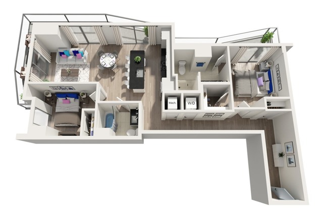 B3PH  | 2x2 | 1183 sq ft