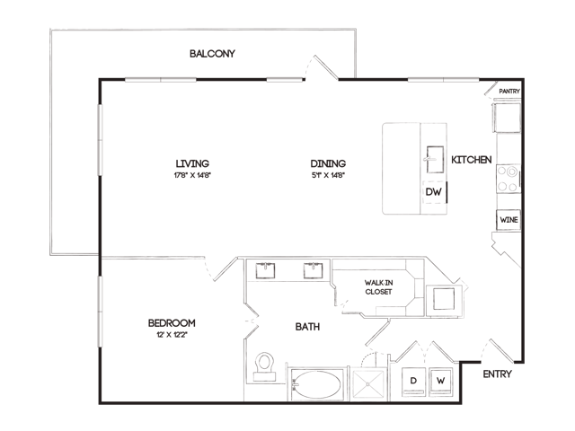 A10 1 Bedroom Floor Plan