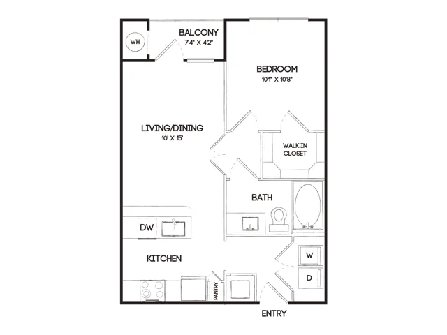 A2 1 Bedroom Floor Plan