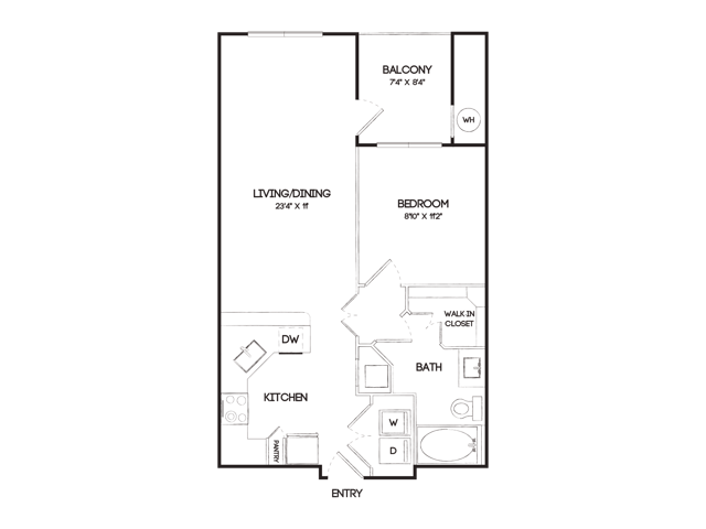 A3B 1 Bedroom Floor Plan
