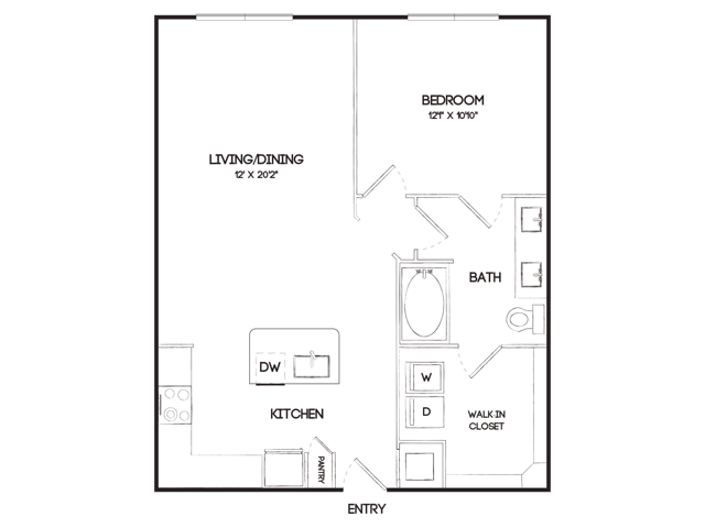 A5D 1 Bedroom Floor Plan
