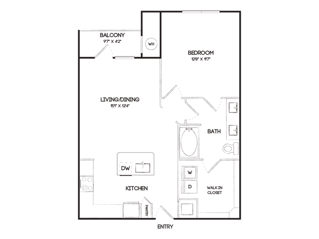 A5Q 1 Bedroom Floor Plan