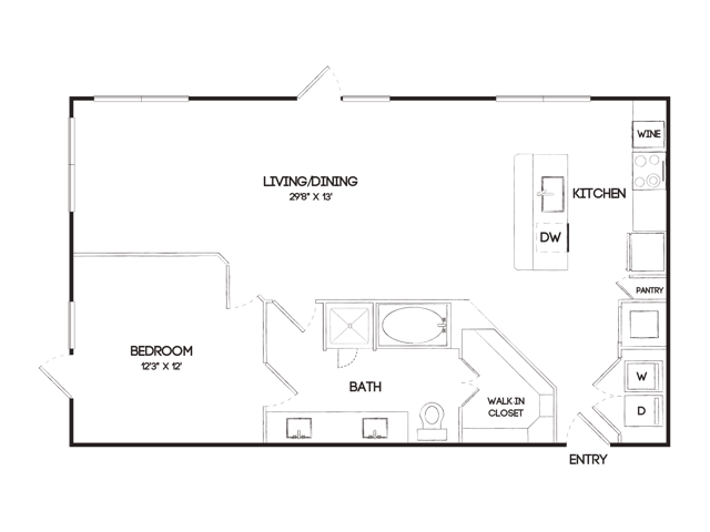 A9C 1 Bedroom Floor Plan