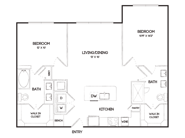 B1D 2 Bedroom Floor Plan