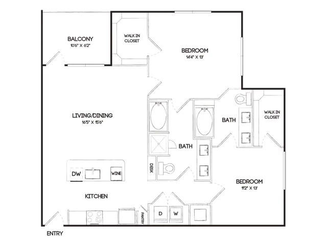 B4A 2 Bedroom Floor Plan