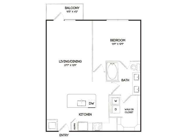 A6E 1 Bedroom Floor Plan