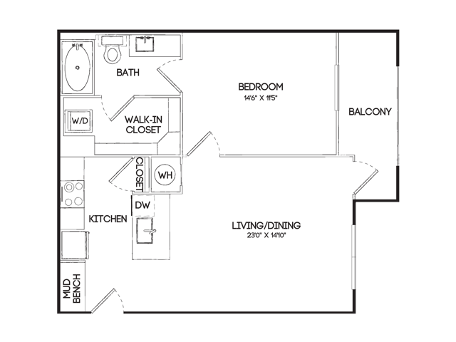 A1 1 Bedroom Floor Plan