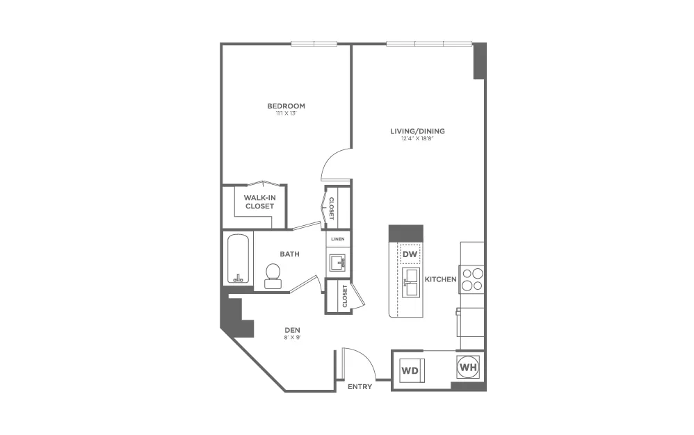 One Bedroom One Bath (799 SF)