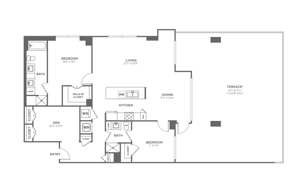 Two Bedroom Two Bath (1,453 SF)