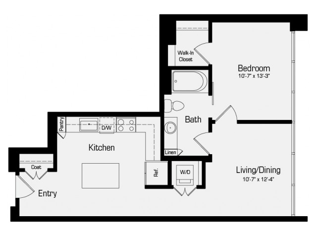 A1-A | 1 bed 1 bath | 731 Sq. Ft
