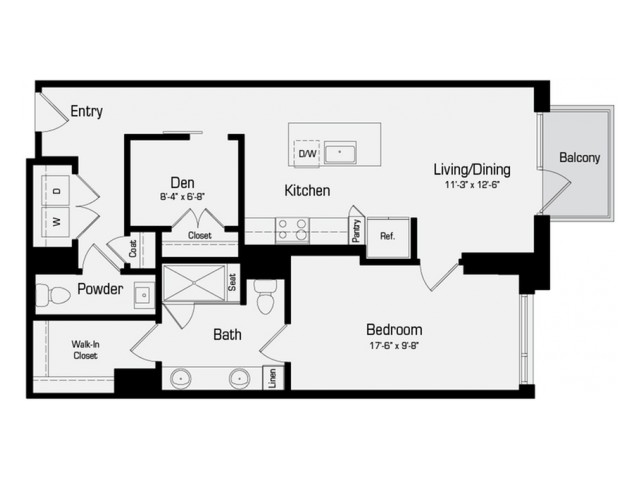 A3 | 1 bed 1 bath | 935 Sq. Ft