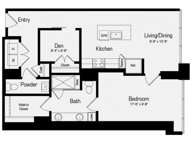 A3-A | 1 bed 1 bath | 909 Sq. Ft