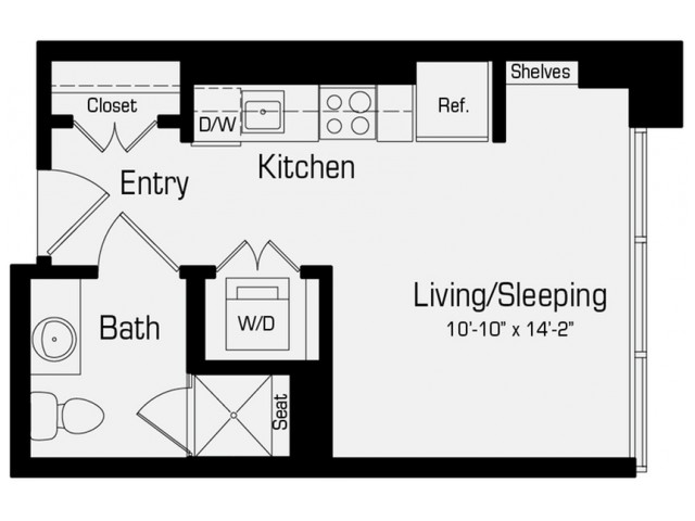 M1-A | Studio | 331 Sq. Ft.