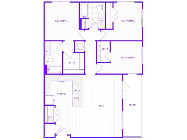 Three Bedroom Two Bath (1543 SF)