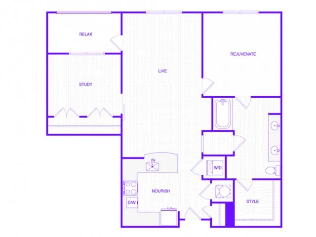 One Bedroom One Bath (1084 SF)