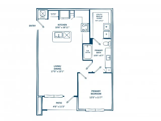 A1HC | 1 bed 1 bath | 817 sq ft