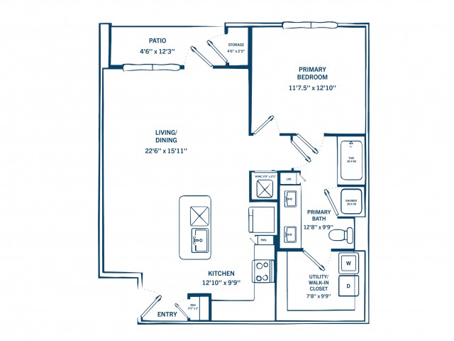 A2 | 1 bed 1 bath | 900 sq ft