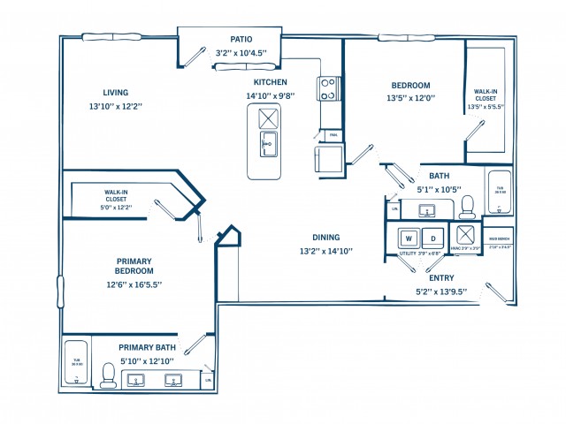 B2D-H | 2 bed 2 bath | 1239 sq ft