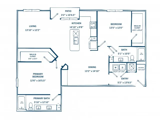 B2B | 2 bed 2 bath | 1475 sq ft