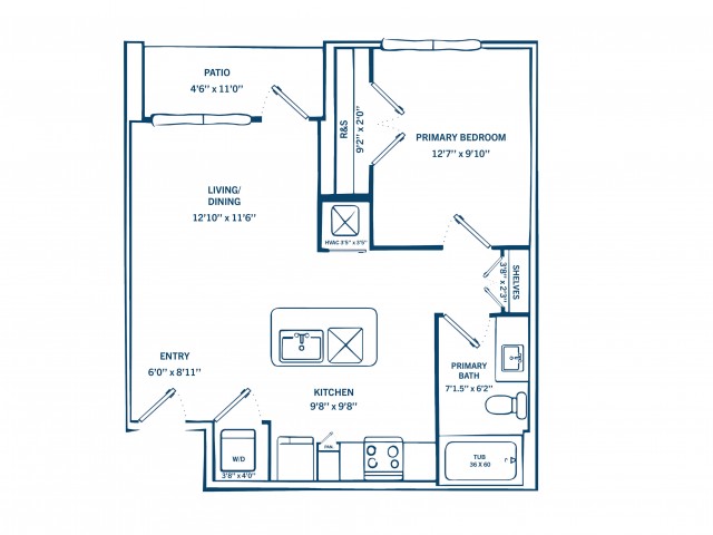 E2D | 1 bed 1 bath | 741 sq ft