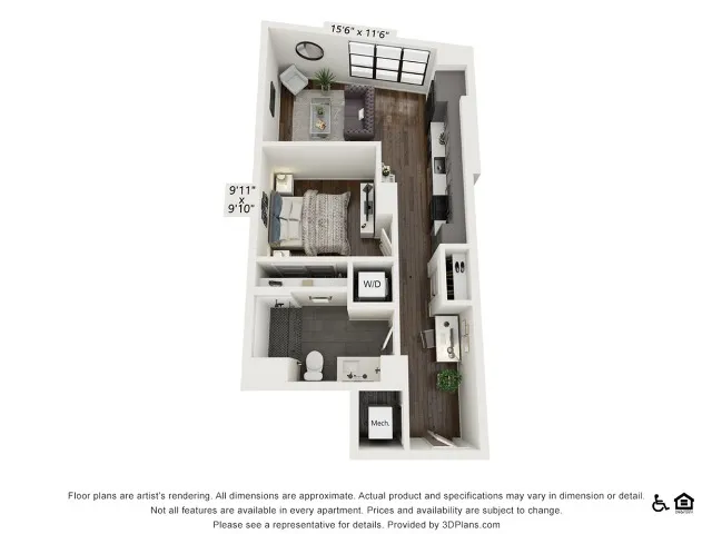 A2 | 1 bed 1 bath | 626 sq ft