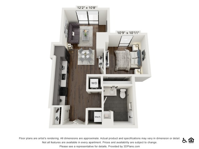 A4 | 1 bed 1 bath | 670 sq ft