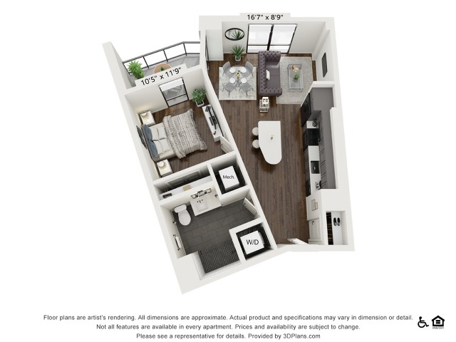 A7 | 1 bed 1 bath | 697 sq ft