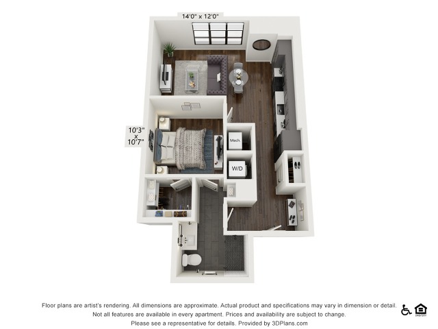 A9 | 1 bed 1 bath | 737 sq ft