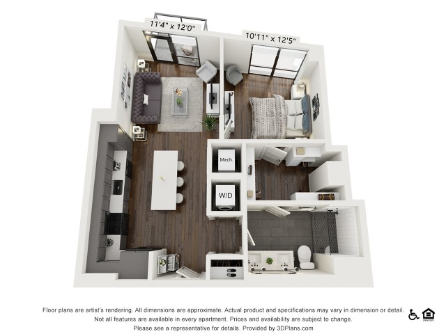 A10 | 1 bed 1 bath | 737 sq ft