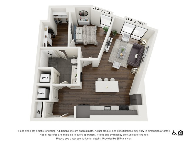 A11 | 1 bed 1 bath | 738 sq ft